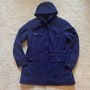 Kristen Blake Mid Length Hooded Coat, Size Womens Large, Navy Color, Like New